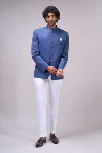 Arihant Rai Sinha_Grey Button Down Bandhgala _at_Aza_Fashions