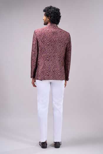 Arihant Rai Sinha Wine Button Down Bandhgala 