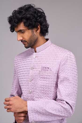 Shop Arihant Rai Sinha Lilac Textured Bandhgala Online at Aza Fashions Shop_Arihant Rai Sinha_Lilac Textured Bandhgala _Online_at_Aza_Fashions