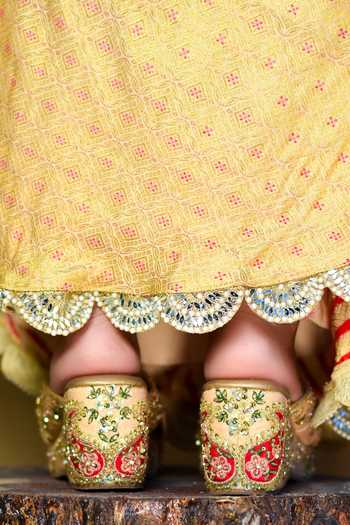Buy_Around Always_Gold Aarohi Embroidered Wedges _Online_at_Aza_Fashions