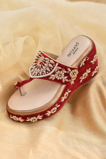 Around Always Falguni Zardozi Embroidered Wedges 