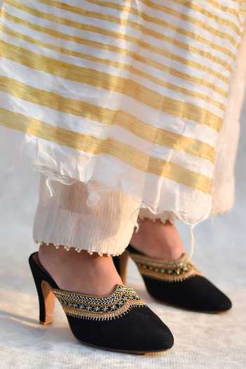 Shop_Around Always_Black Nagma Zardozi Work Mules _Online_at_Aza_Fashions
