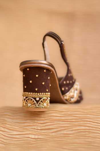 Around Always Yuva Zardozi Embellished Slingback Heels 