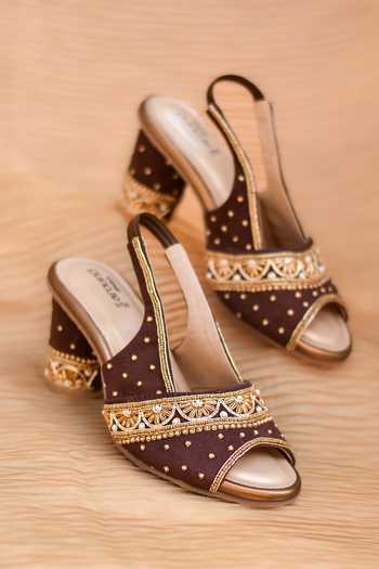 Around Always Yuva Zardozi Embellished Slingback Heels 