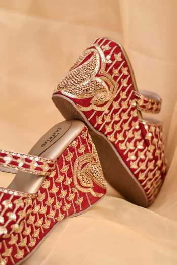 Around Always Evara Embroidered Platform Wedges 