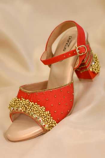 Around Always_Red Surkh Embellished Heels _Online_at_Aza_Fashions