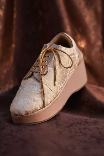 Around Always Sona Gold Brocade Sneaker Wedges 