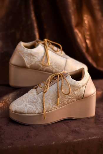 Around Always Sona Gold Brocade Sneaker Wedges 