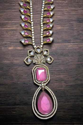 Buy_Amaara Jewels_Gold Plated Rohani Drop Embellished Long Necklace _Online_at_Aza_Fashions