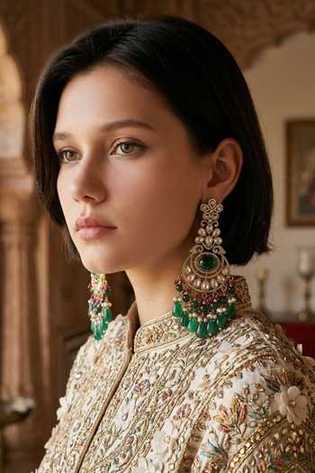 Amaara Jewels Bloom Embellished Long Earrings 