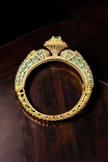 Amaara Jewels Gold Plated Emerald Radiance Embellished Bracelet Online at Aza Fashions Amaara Jewels_Gold Plated Emerald Radiance Embellished Bracelet _Online_at_Aza_Fashions
