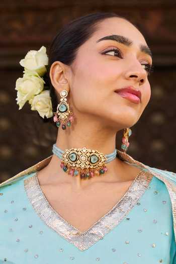 Amaara Jewels Aqua Noor Choker & Earrings Set 