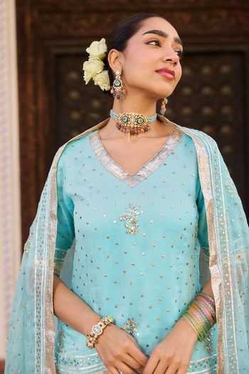 Amaara Jewels Aqua Noor Choker & Earrings Set 