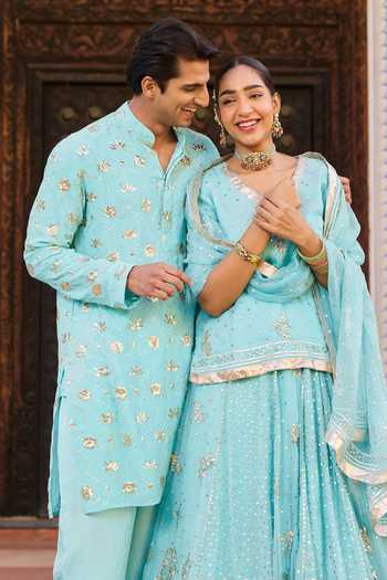 Shop Amaara Jewels Gold Plated Aqua Noor Choker And Earrings Set Online at Aza Fashions Shop_Amaara Jewels_Gold Plated Aqua Noor Choker And Earrings Set _Online_at_Aza_Fashions
