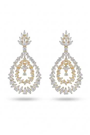 Chaotiq By Arti Imitation Diamond Double Dangler Earrings 