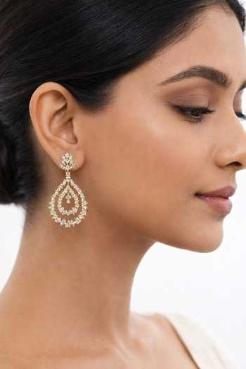 Chaotiq By Arti Imitation Diamond Double Dangler Earrings 
