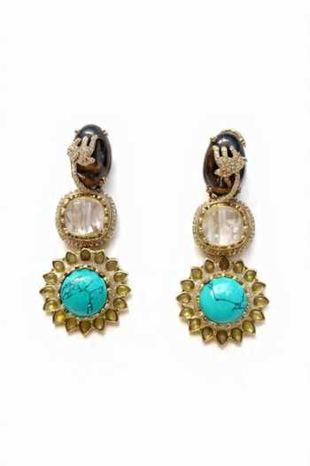 Chaotiq By Arti Floral Embellished Drop Earrings 