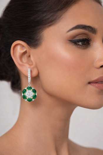 Chaotiq By Arti Emerald Imitation Diamond Drop Earrings 