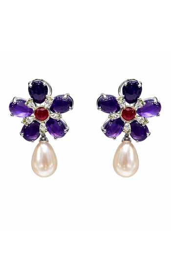 Chaotiq By Arti Flower Shaped Chic Stone Earrings 