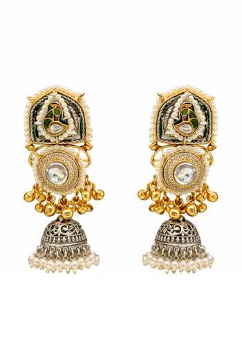 Chaotiq By Arti Polki Oxidised Jhumka Earrings 