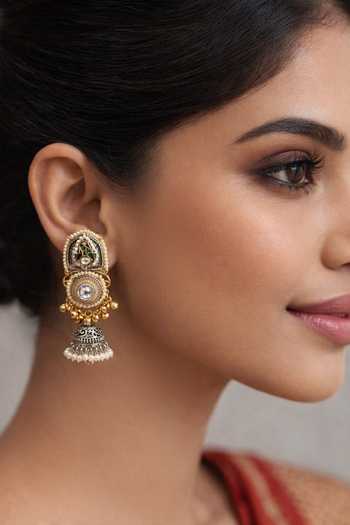 Chaotiq By Arti Polki Oxidised Jhumka Earrings 