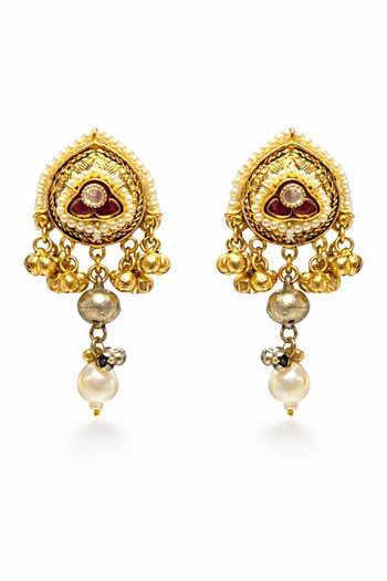 Chaotiq By Arti Paan Shaped Polki Earrings 