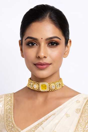 Chaotiq By Arti Polki & Yellow Stone Embellished Choker 