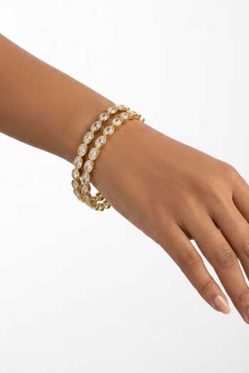 Chaotiq By Arti_White Single Line Polki Bangles - Set Of 2 _Online_at_Aza_Fashions
