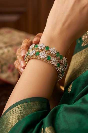Chaotiq By Arti Emerald Pacheli Bangles - Set of 2 