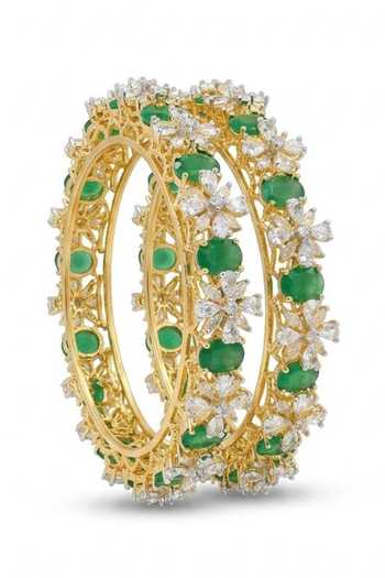 Chaotiq By Arti Emerald Pacheli Bangles - Set of 2 