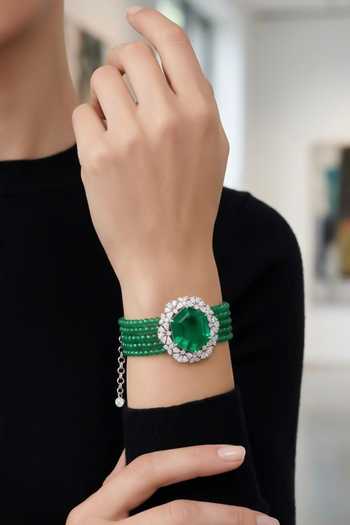 Chaotiq By Arti Coloured Pearls & Emerald Bracelet 