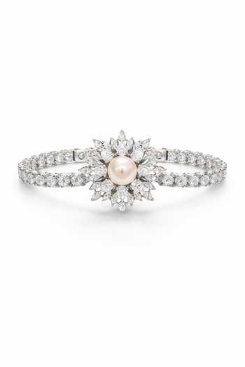 Chaotiq By Arti Imitation Diamond & Pearl Tennis Bracelet 