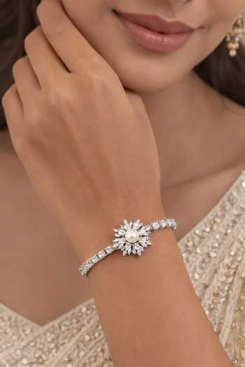 Chaotiq By Arti Imitation Diamond & Pearl Tennis Bracelet 