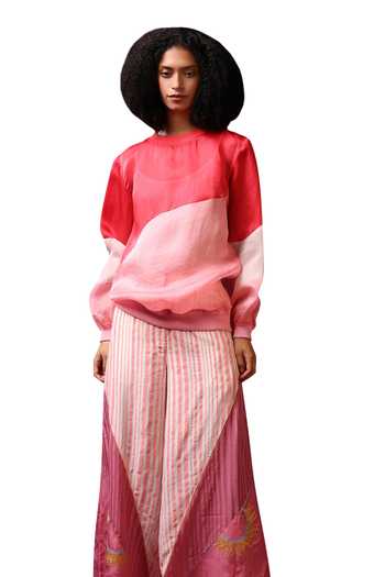 Buy_Shilpi Gupta_Pink Cotton, Silk Embroidery Hand Block Print Trouser _Online_at_Aza_Fashions