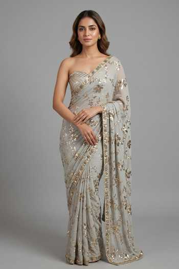 Two Sisters By Gyans Celestial Bloom Embroidered Saree With Blouse 