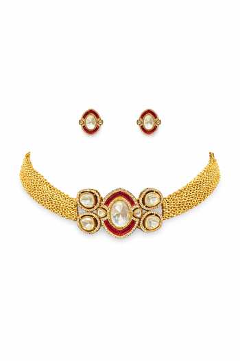 Chaotiq By Arti Sleek Polki & Meenakari Choker Set 