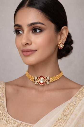 Chaotiq By Arti Sleek Polki & Meenakari Choker Set 