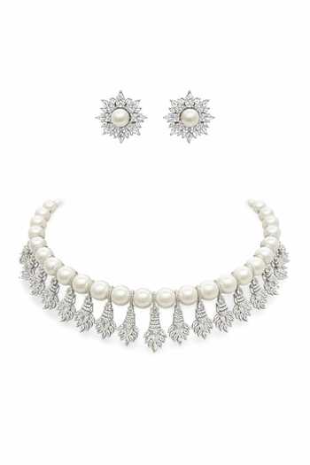 Chaotiq By Arti Pearl & Imitation Diamond Necklace Set 
