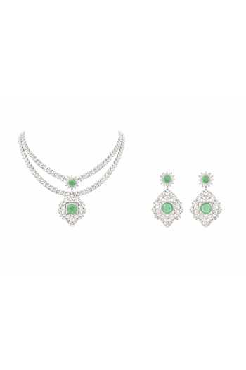 Chaotiq By Arti Double Layered Stone Studded Necklace Set 