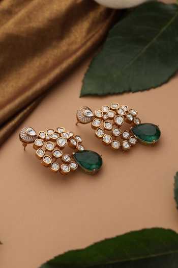 Buy_Swabhimann_Green Polki Dangler Earrings _Online_at_Aza_Fashions