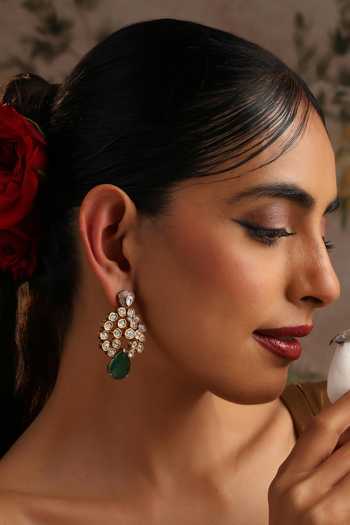Swabhimann Green Polki Dangler Earrings 