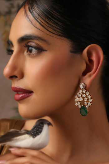 Shop_Swabhimann_Green Polki Dangler Earrings _Online_at_Aza_Fashions