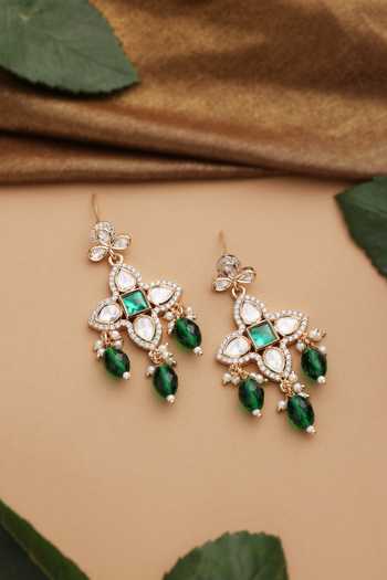 Swabhimann Green Polki Dangler Earrings 