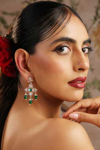 Shop_Swabhimann_Green Polki Dangler Earrings _Online_at_Aza_Fashions