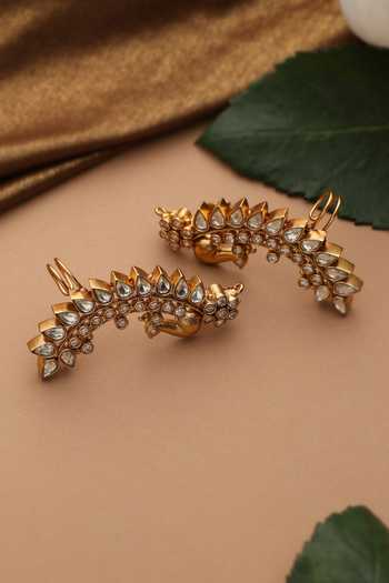 Swabhimann_Gold Plated Polki Ear Cuff Earrings _Online_at_Aza_Fashions
