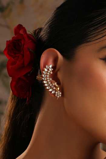 Buy_Swabhimann_Gold Plated Polki Ear Cuff Earrings _Online_at_Aza_Fashions