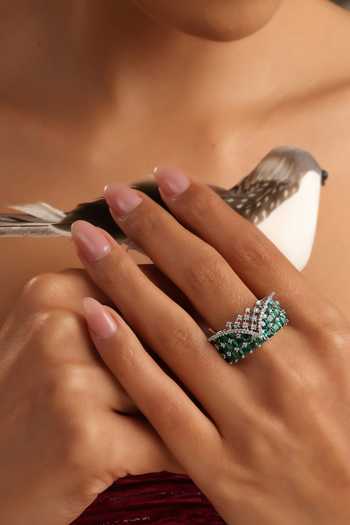 Swabhimann Emerald Zirconia Embellished Ring 