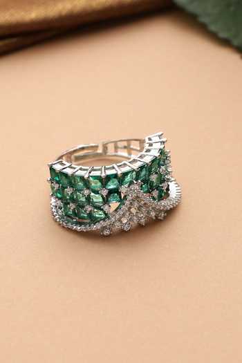 Swabhimann Emerald Zirconia Embellished Ring 