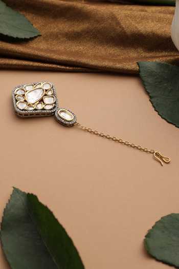 Swabhimann_Gold Plated Polki Maang Tikka _Online_at_Aza_Fashions