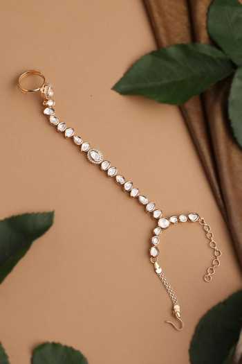 Swabhimann_Rose Gold Polki Hathphool _Online_at_Aza_Fashions